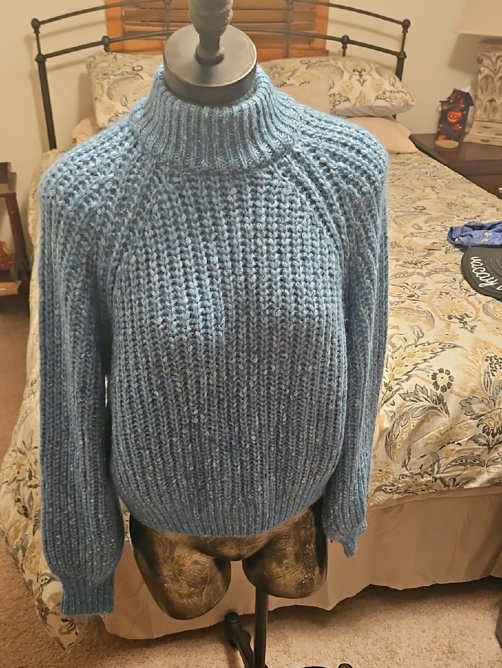 ANA Sky Blue Chunky Knit Turtleneck Sweater